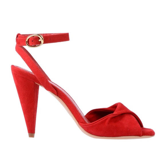 ‼️SALE‼️ Maje Fairy Twisted Red Suede High Heel Sandals - Picture 1 of 10